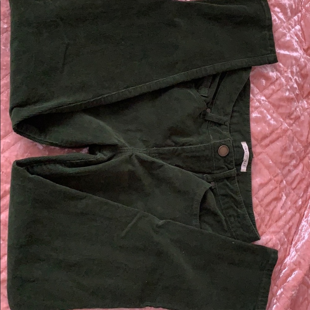 green corduroy copper key jeans